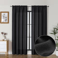 Lecloud Bessie Black Curtains 84 Inches Long 2 Panels, Faux Linen Textured Light Filtering Curtains, Airy & Privacy Burlap Drapes for Living Room Dining Room Bedroom, Each 40 W x 84 L