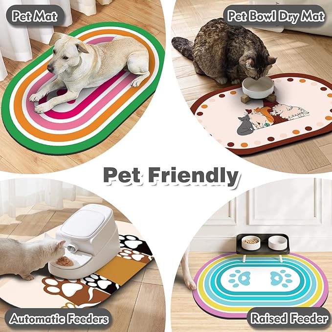 METEOROCK Pet Feeding Mat – 20''x12'' Absorbent Dog Food Mat, Pet Water Mats Protect Floor, No Stains Quick Dry Water Bowl Mats, Non-Slip Rubber Base Pet Placemats for Food and Water, Dark Gray