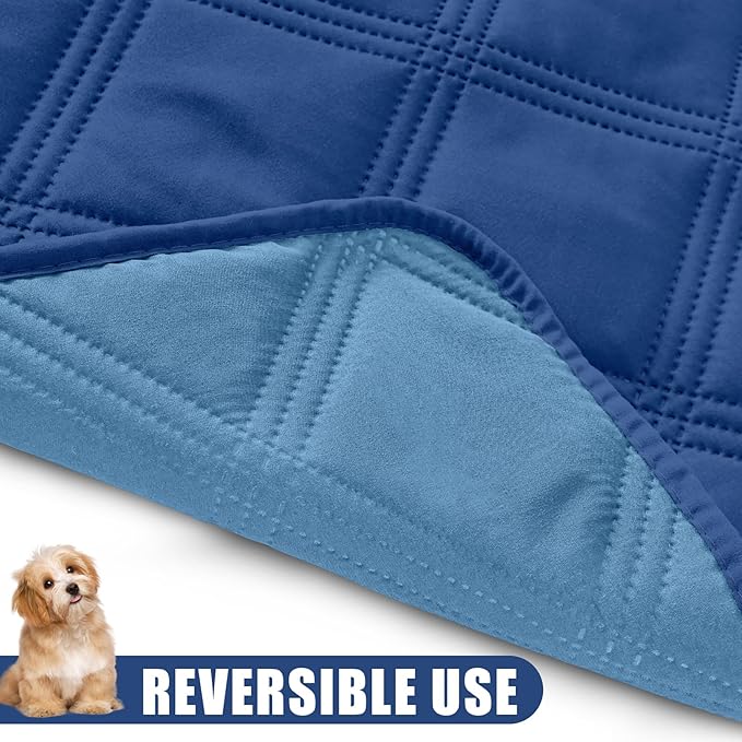 Smiry Waterproof Dog Bed Cover Blanket 52x82, Soft Reversible Pet Blanket, Washable Leakproof Cats Dogs Couch Cover for Sofa, Couch, Furniture, Lattice, Navy/Blue