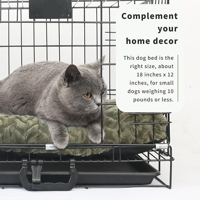 Cat Bed for Indoor Cats Washable Pillow Bed for Cages 18 inch Small Dog Bed Anti-Slip Waterproof Warming Cozy Soft Pet Puppy Olive Green