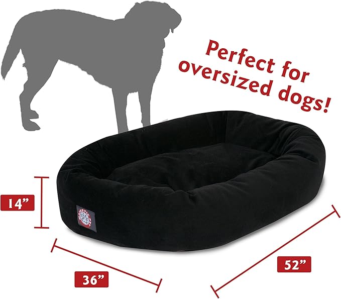 Majestic Pet Villa 40 Inch Shredded Memory Foam Dog Bed for Large Sized Dog 40x29x9 Inch–Orthopedic Pet Bed with Removable Washable Cover-Washable Large Puppy Mat with Head Support-Aubergine