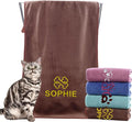xrlsg Personalized Cat Towel Custom Towel for Cat Bath Supplies with Embroidered Pattern Name Super Absorbent Towels for Pet Bath 20 in x 40 in Brown