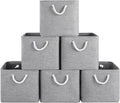 ECDYQXVU 13x13 Inch Cube Storage Bins with Reinforced Bottom Cardboard, 6 Pack Large Foldable Fabric Storage Cubes with Handles for Shelf, Closet, Laundry Organization (Grey)