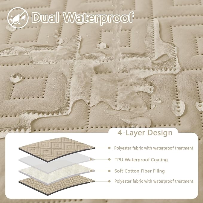 hyha Waterproof Dog Blanket, Soft Dog Bed Cover Pet Blankets, Waterproof Sofa Couch Cover for Dogs Washable, Reversible Pet Couch Covers for Sofa Furniture (82x102 Inch, Taupe/Taupe)