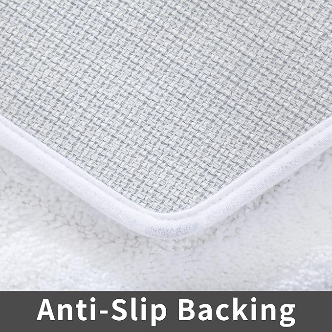 COSY HOMEER Extra Thick Bath Linen Sets Rugs for Bathroom - Anti-Slip Bath Mats Soft Plush 100% Strong Mirco Polyester Living Room Bedroom Water Absorbent(White,20x32+24x48 -Inches)