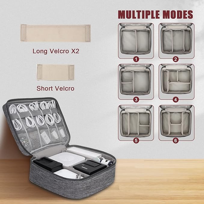 XINGXINRONG Electronic Organizer Travel Universal Cable Organizer Electronics Accessories Bag for Cable, Charger, Phone, USB, SD Card,1Pack