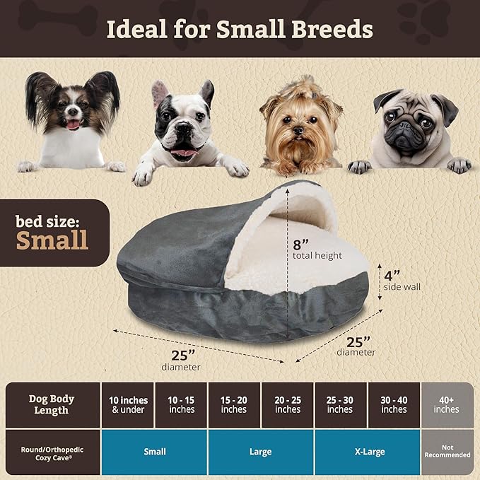 Snoozer Luxury Microsuede Cozy Cave Pet Bed, Small, Anthracite