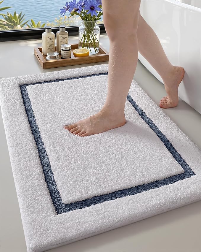 Color&Geometry Bathroom Rugs, Water Absorbent and Quick Dry Microfiber Bath Rugs-17"x30", Non-Slip, Machine Washable, Extra Soft Plush Bath Mats for Bathroom, Laundry Room, Shower and Tub