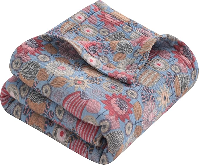 NTBAY 4 Layer Muslin Cotton Toddler Blanket, 30x40 Soft and Breathable Receiving for Newborns and Infants, Perfect for Crib, Stroller, Travel, Lightweight Nursery Blanket, Boho Flower