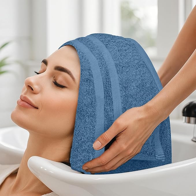 RIVERSIDE Pack of 24 Salon Towels Set (Not Bleach Proof), 16 x 26 Inches, 100% Ring Spun Cotton, Highly Absorbent & Quick Dry Hand Towels for Salon, Barber, Gym, Spa, Bathroom & Home, Electric Blue