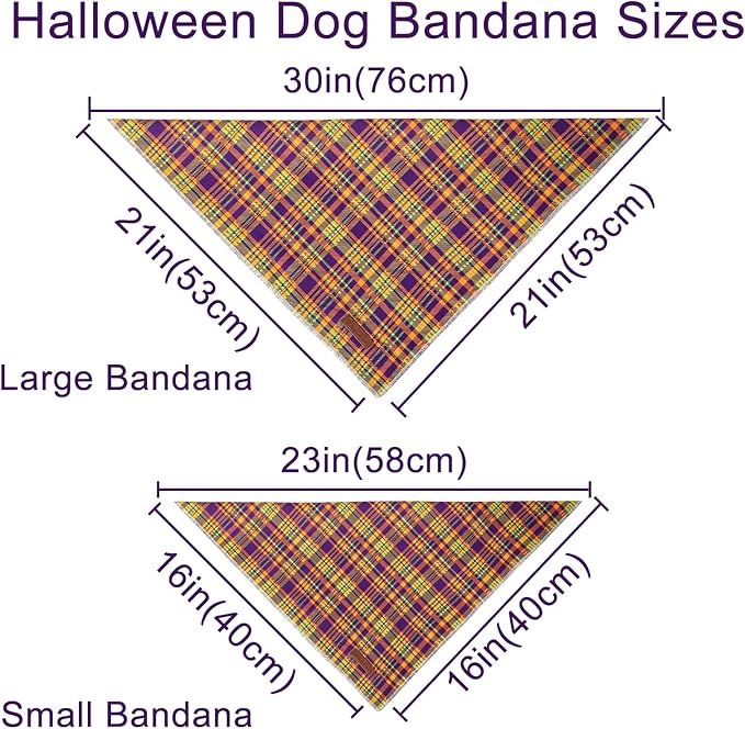 UP URARA PUP Halloween Pumpkin Dog Bandana, Thanksgiving Triangle Bid Scarf, Cotton Pet Kerchief for Girl Boy Dogs or Cats, Colorful Plaid Puppy Bandana for Small Medium Dog Fancy
