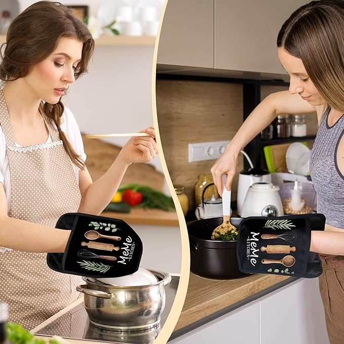 Meme Gifts for Grandma Kitchen Pot Holders 2 Pack Set, Meme Grandma Gifts for Birthday Christmas, Grandmother Heat Resistant Oven Hot Pads for Kitchen Countertop Baking,111 potholder