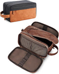 Elviros Travel Toiletry Bag Gift for Men，Mens Toiletries Bag Gifts Set Shaving Dopp Kit Water-resistant Bathroom Toiletries Organizer PU Leather Cosmetic Bags 2 Pack