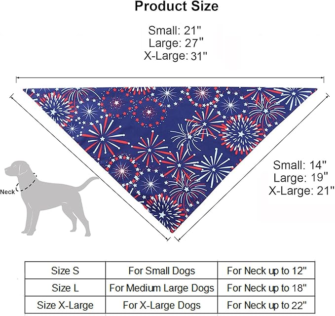 ADOGGYGO American Flag Dog Bandana, Multiple Sizes Offered, Triangle 4th of July Bandanas for Small Dogs (Small)