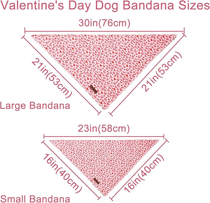 Valentine's Dog Bandana, UP URARA PUP Soft Cotton Adjustable Pet Scarf for Small, Medium, and Large Dogs, Cute and Comfortable Dog Accessory,L