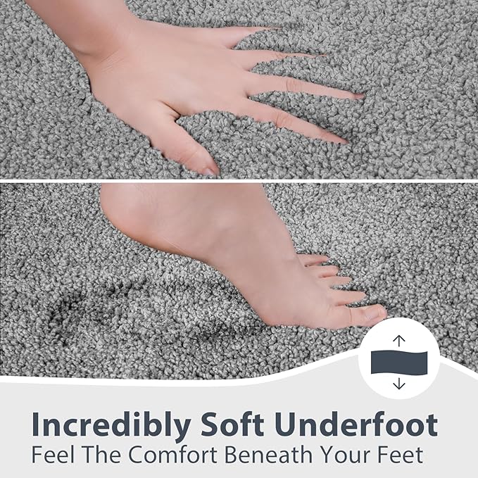 anllugs Bathroom Rugs U-Shaped 20" x 24", Non-Slip Extra Soft Absorbent Bath Rugs, Machine Washable Quick Dry Bath Mats for Toilet Base, Grey & Dark Grey