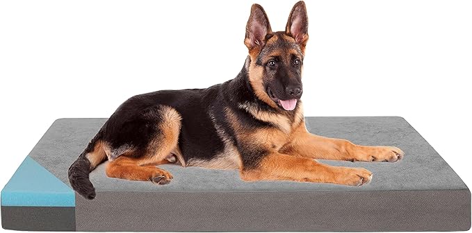 GOHOO PET Orthopedic Memory Foam Dog Bed for Large Dogs, Cooling Dog Beds -Waterproof Pet Bed Mats for Crate with Removable Washable Cover,Ideal for Arthritic Dogs (47inch,110Lbs)
