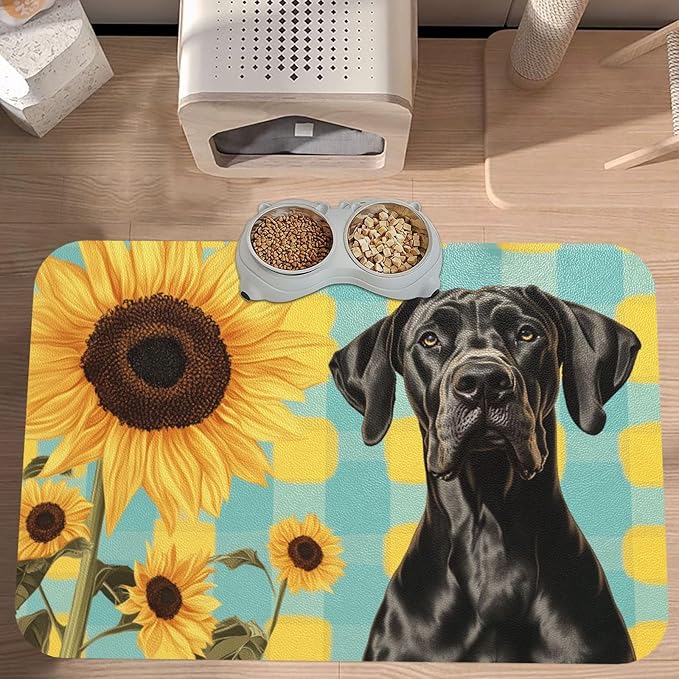 Great Dane Food Mat for Floors Waterproof,Quick Dry Anti-Slip Dog Bowl Mats for Food and Water,Pet Feeding Mats,Pet Placemat for Messy Drinkers to Protect Floors,Pets Supplies 23.62×15.75in