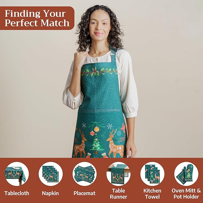 Maison d' Hermine 100% Cotton Apron for women with Pocket Kitchen Chef Apron for Men Cooking Gardening Server Waitress