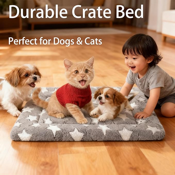 Dog Bed Mat 4 Pcs - Reversible Dog Crate Bed Mats, Soft & Breathable Kennel Pad, Durable Crate Bed for Dogs & Cats