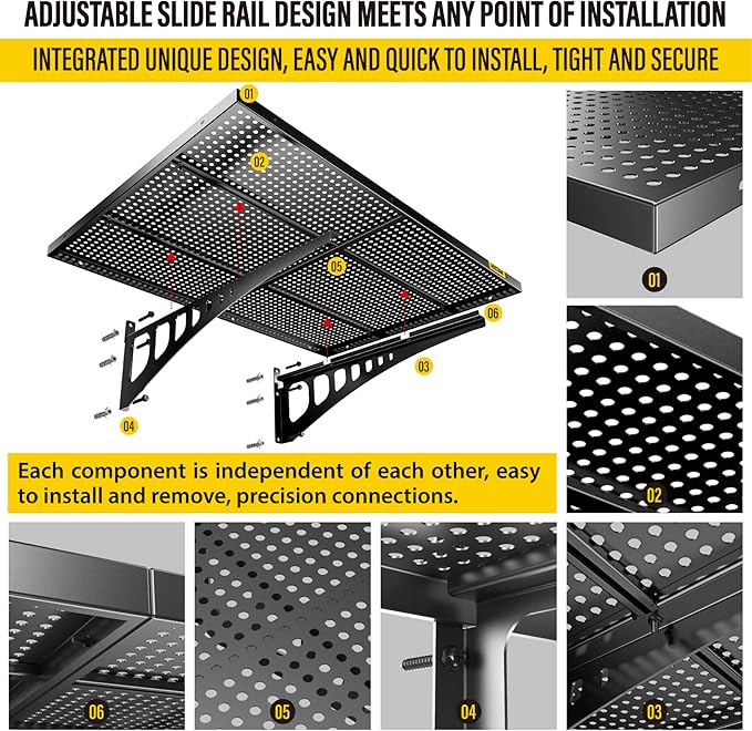 Aecxm 2-Pack 2x3ft Adjustable Garage Wall Shelving 560lbs Load Capacity Heavy Duty Wall Mounted Storage Shelf Metal Floating Shelves for Garage(Black)