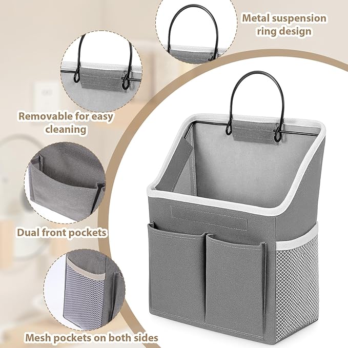 Zelphvt Wall Hanging Storage Bag, Hanging Storage Basket for Organizing, Wall Organizer with Pockets for Bathroom, Bedroom, Dormitory, RV