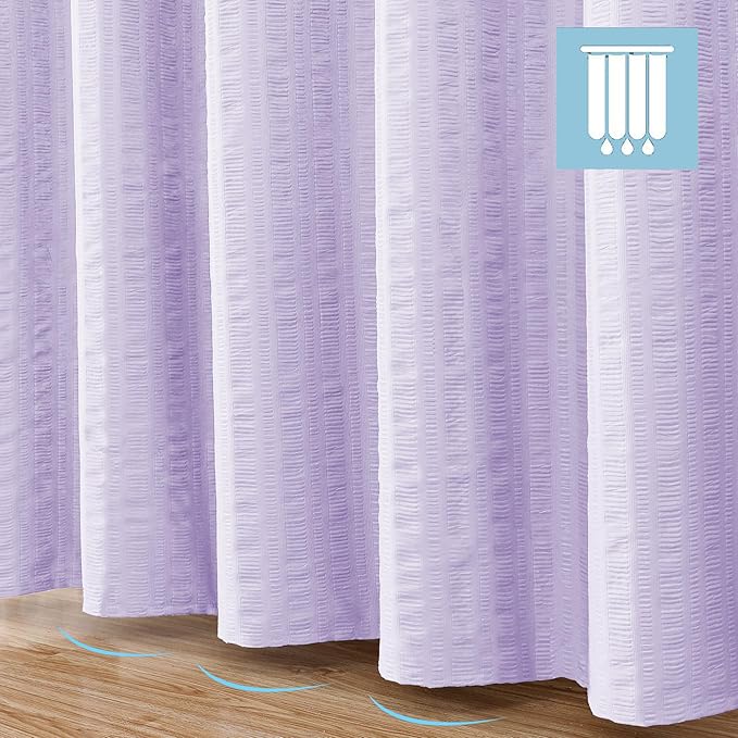 Aiyufeng Light Purple Shower Curtain for Bathroom, Embossed Textured Fabric Shower Curtain for Bathroom - Soft Cloth & Hotel Spa, Machine Washable, 72X72, Light Purple