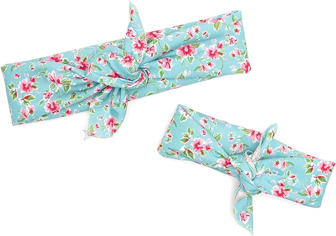 THE WORTHY DOG Classic Tie-Lo Dog Bandana – Soft Cotton Flannel Square Pet Bandana, Watercolor Floral Pattern, Teal, Large