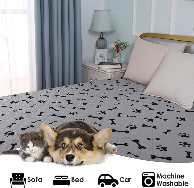Waterproof Blankets - NANBOWANG Dog Bed Covers for Larges Dogs, Water Absorb Training Pads (6882 Gray)