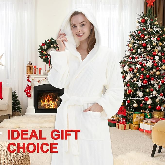 PJGGZ Hooded Bathrobes for Women, Soft Long Towel Robes for Women - Quick Dry yet Warm