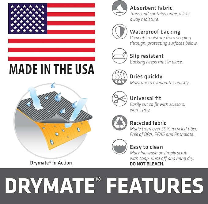 Drymate Premium Dog Crate Mat Liner, Absorbent, Waterproof, Non-Slip, Washable Puppy Pee Pad for Kennel Training - Use Under Pet Cage to Protect Floors, Cut to Fit Design (USA Made) (Dgrey)(30”x45”)