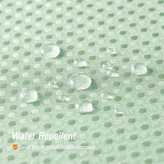 Gibelle Waffle Weave Shower Curtain with Mesh Top Window and Hooks Set, Spa Like Hotel Style Fabric Shower Curtain for Bathroom, Mint Green, 72x72