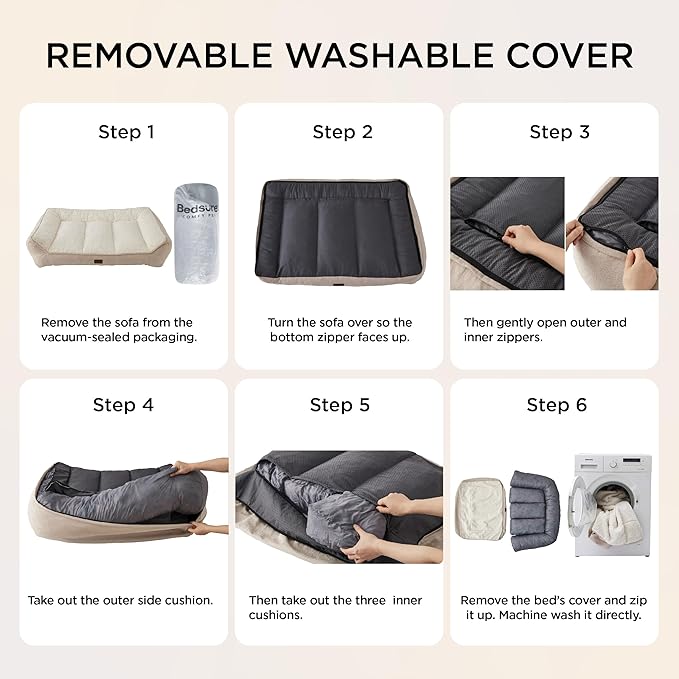 Bedsure XL Pro Orthopedic Dog Beds Large Sized Dog - Extra Thick Supportive Dogs Couch with Waterproof Washable Cover, Extra Large Comfort Pet Bed Sofa with Soft Sherpa and Nonskid Bottom, Beige