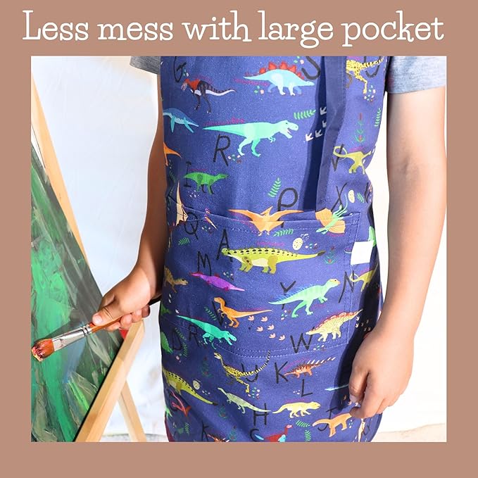 Kids Aprons for Girls and Boys, Toddler Apron with Pocket for Painting, Cooking, Baking, Gardening and Crafts