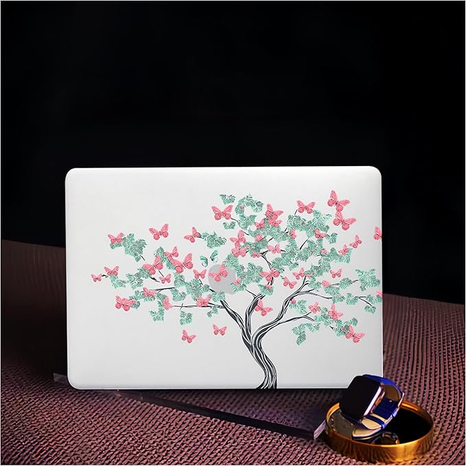 BYCeKe Cute Clear Print Case for MacBook Air 13 inch 2025-2022 M4 A3240 M3 A3113 M2 A2681,for Mac Air13 M4 Sturdy Pattern Plastic Hard Shell&Keyboard Cover for MacBook Air 13.6 Cases,Butterfly Tree