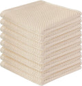 FreeNook 100% Cotton Waffle Weave Kitchen Towels, 8 Pack Dish Cloths for Washing Dishes, Ultra Soft Absorbent Dish Towels, Quick Drying Kitchen Rags, 12x12 Inches, Beige