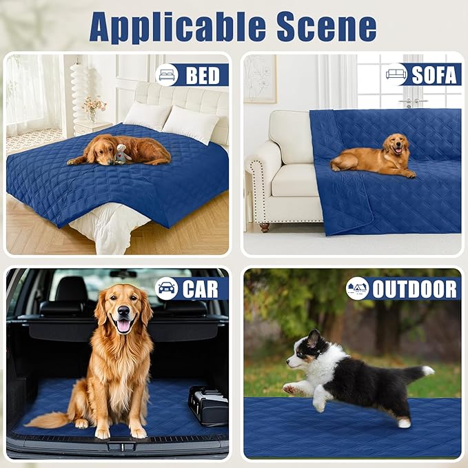 Smiry Waterproof Dog Bed Cover Blanket 40x70, Soft Reversible Pet Blanket, Washable Leakproof Cats Dogs Couch Cover for Sofa, Couch, Furniture, Lattice, Navy/Navy