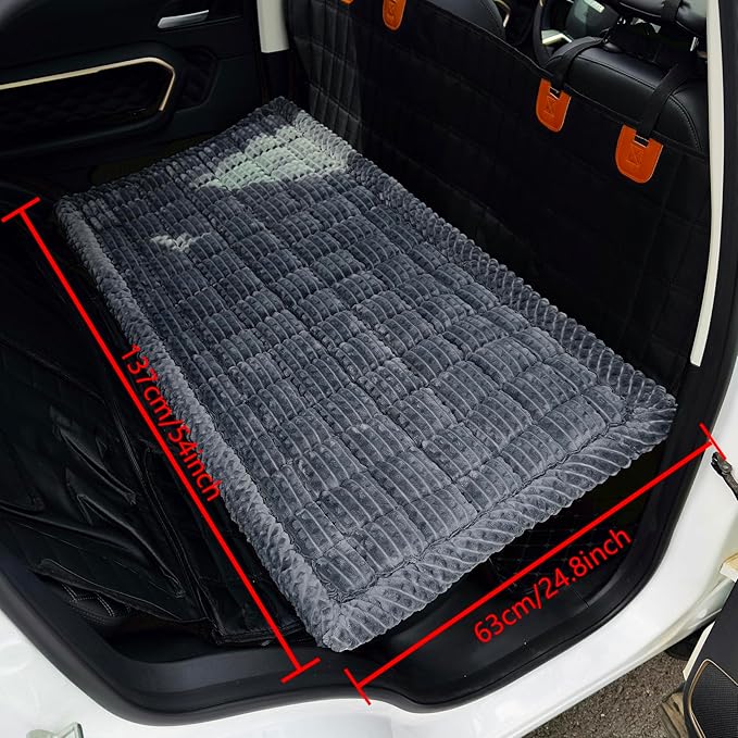 AEEISHOMEREFORM Dog Bed for Car Backseat, Non-Slip Pet Mat Furry Back Seat Blanket for Dogs, Washable Seat Cover for Backseat Extenders (Darkgrey, 24.8x54 inch)