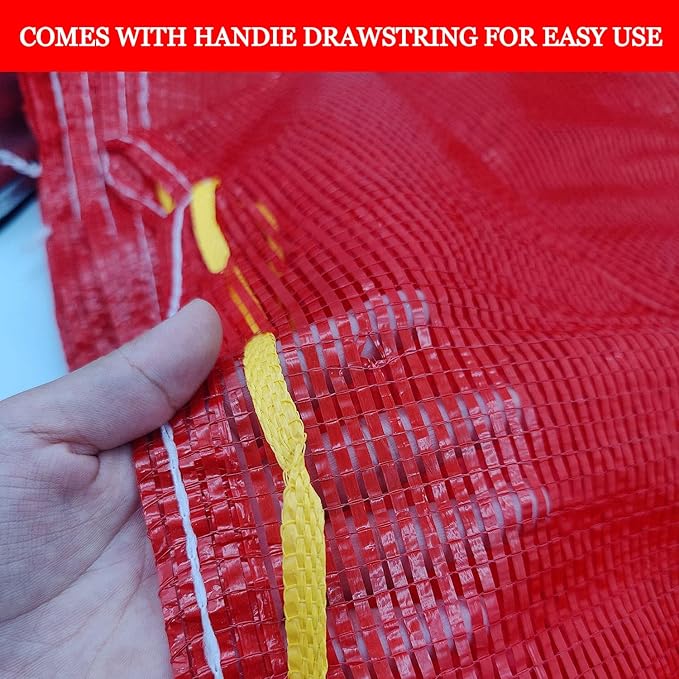 40Pcs Extra Large Mesh Produce Bags, Mesh Onion Bags 35.3" x 23.5" Reusable Drawstring Fresh Produce Storage Bags for Citrus Potato Onion Vegetable Storage Bags Sacks Holds up to 60 lbs (Orange, 10)