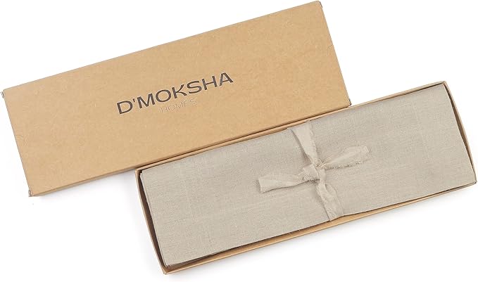 D'Moksha Homes Linen Natural Placemats Set of 8-100% Pure Linen Placemats 14 x 19 Inch for Valentines, Spring, Easter - Handcrafted and Machine Washable