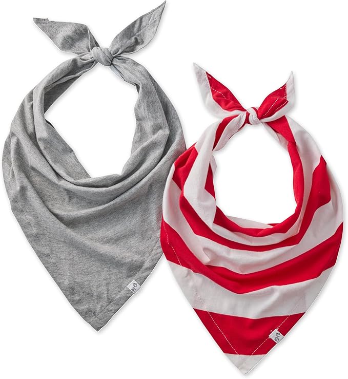 Pet Passion Bandit - The PET Bandana 100% Organic Cotton Pet Bandanas Clothes for Small, Medium, Large Dogs, 2-Pack Red Sold Stripe, X-Small/Small