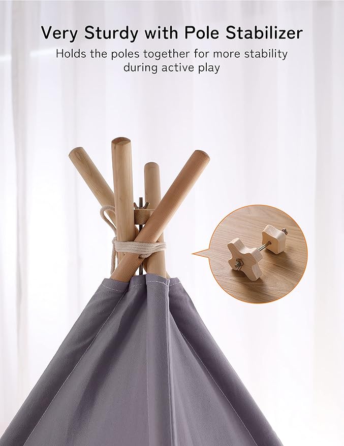 besrey Teepee Tent for Kids with Light & Mat, Toddler Tents Indoor Play Tent Playhouse, Toddler Tipi Cotton, tee Pee Tents for Kids Indoor, Boys & Girls Teepee,Children Room Playhouse