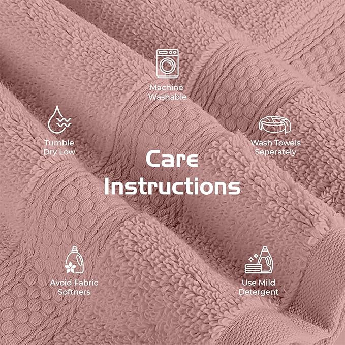 RIVERSIDE 12 Pack Premium 100% Cotton Face Wash Cloths, 12 x 12 Inches, Soft & Absorbent Face Towels for Bathroom Wash Clothes, 550 GSM, Luxury WashCloths for Showering, Body, Spa & Gym, Dusty Rose