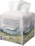 Christian Gifts Square Tissue Box Cover, Inspirational Quote Gift Ideas for Friends, Religious Lord Desk Decor for Bathroom Office, Housewarming New Home Favor-(5.2 Inches)