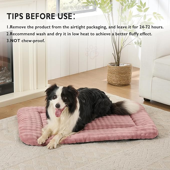 Yaning Dog Bed Mat Crate Pad for Large Dogs, Washable Soft Pet Sleeping Mat Kennel Pad with 3D Bubble Pattern, Dusty Pink, 36"x 23"