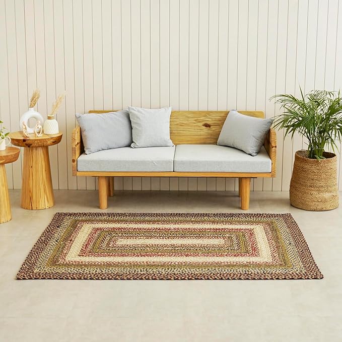 Traditional Jute Braided Runner Rug, Rustic Primitive Country Décor for Kitchen, Entryway, Hallway, Forest Sunset, 2'X12'