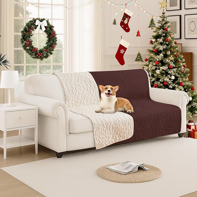 CYCMACO Waterproof Dog Bed Cover, Non-Slip Dog Blanket for Couch, Couch Covers for Dogs Washable, Pet Blanket for Furniture, Pet Bed Mat for Sofa, Car, Pet Supplies (52x82 Inch, Coffee)