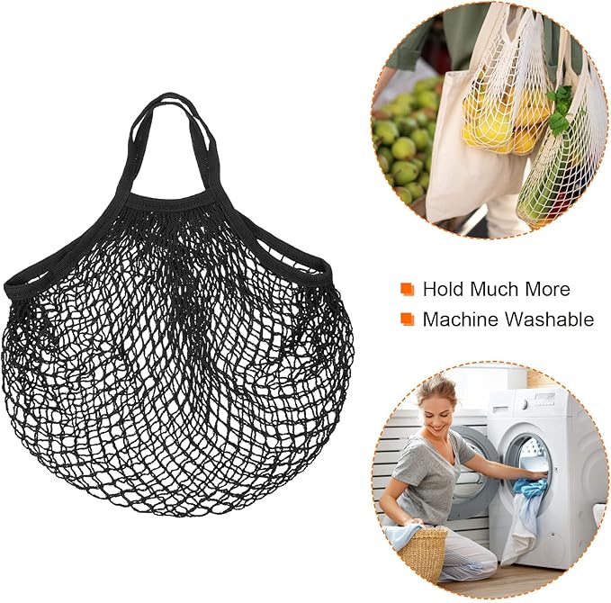 MECCANIXITY Cotton Mesh Bag Reusable Washable Mesh Net String Grocery Bags Organizer for Fruits Vegetables Shopping