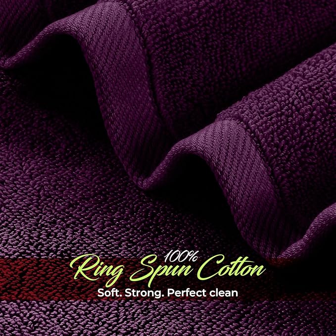 RIVERSIDE 12 Pack Washcloths - 12x12 Inches, 500 GSM, 100% Ring-Spun Cotton - Soft, Absorbent & Durable Face and Body Towels - for Bathroom, Spa, Gym, Makeup Removal & Everyday Use - Purple Passion