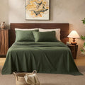 100% Linen Sheets Queen Size,Breathable & Durable 4-Piece Bed Flax Sheet Set,Soft All-Season Bedding for Hot Sleepers 16" Deep Pocket Oeko-TEX Certified,（Queen, Forest Green）